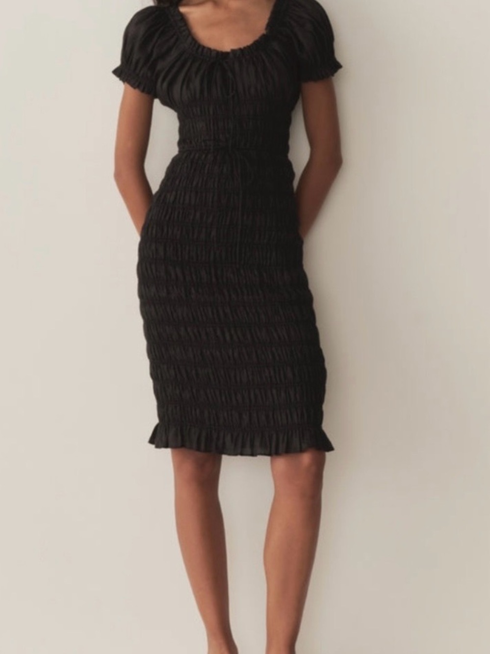 Doen Rosalynn Smocked Midi Dress with Puff Sleeves